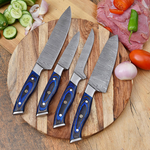 Hand Forged Kitchen Knife Set of 4 with High Carbon Steel Blades