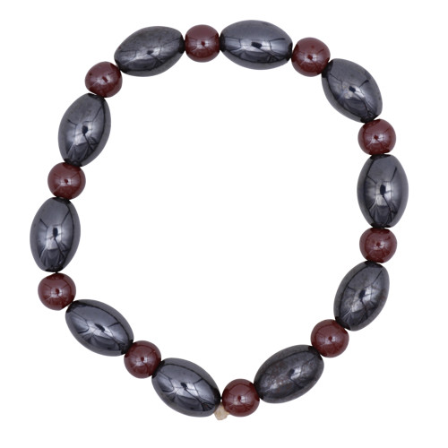 Vintage Hematite Beaded Bracelet – Polished Stone Jewelry