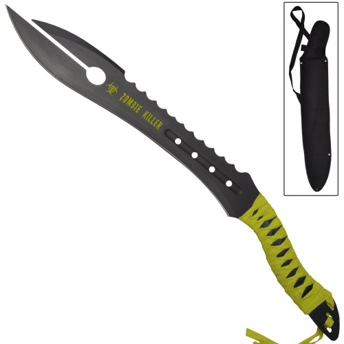 Stainless Steel Curved Blade Fantasy Sword with Cord Wrapped Handle and Nylon Sheath