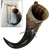 XL Drinking Horn with Brown Leather Belt Frog