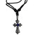 Gothic Cross Pewter Necklace Dark Blue