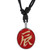 Ancient Asian Script Pewter Pendant Red