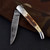 Instinctive Adventure Hand Forged Damascus Steel Clip Point Everyday Hunting Folding Pocket Knife w/ Genuine Leather Sheath