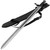 High Carbon Spring Steel Sword with Black Leather Sheath – Double-Edged Blade, Full Tang