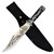 Decorative Guard Scroll Handle Engraved Fixed Blade Knife – Full Tang Outdoor Knife w/ Hardwood Handle & Sheath