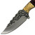 Compact Hunter 8.25"  Fixed Blade Knife – Ornate Blade Design, Wood Handle, Full Tang w/ Leather Sheath