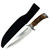 12.25" Hunting Fixed Blade Knife – Mirror Polish Stainless Steel Drop Point w/ Blood Groove, Faux Stag Handle & Sheath