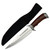 12.25" Fixed Blade Knife – Mirror Polish Stainless Steel Drop Point w/ Blood Groove, Red-Brown Hardwood Handle & Sheath