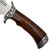 12.25" Fixed Blade Knife – Mirror Polish Stainless Steel Drop Point w/ Blood Groove, Red-Brown Hardwood Handle & Sheath