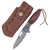 Bolstering Engraved Heritage Folding Knife with Damascus Stainless Steel Blade & Leather Sheath