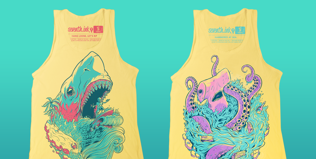 Final Printing of the Yellow Unisex Tanks