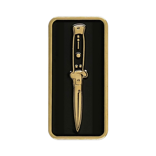 Switchblade Gold Enamel Pin