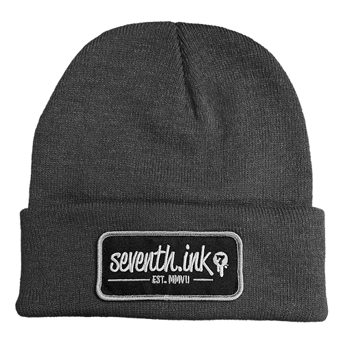 Gray Logo Patch Beanie by Seventh.Ink