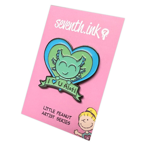 I Love U Alotl Enamel Pin - Alt Color (Guest Art by Daughter Jade Johnson)