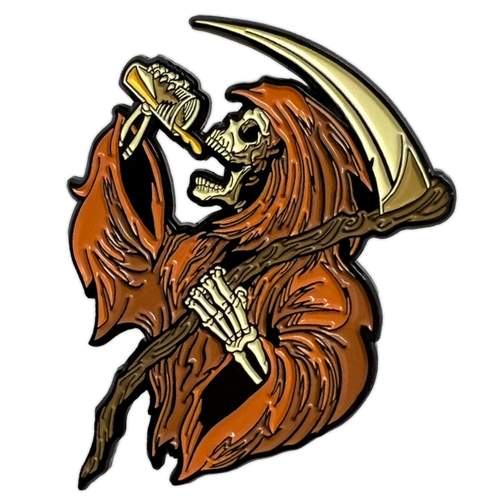 Drinkin' Reaper Autumn Edition Enamel Pin by Seventh.Ink