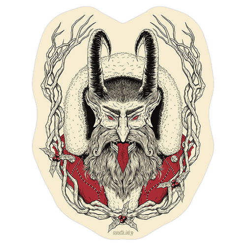 Krampus with Tongue Die Cut Sticker by Seventh.Ink