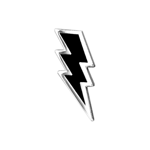 Silver Lightning Bolt Enamel Pin by Seventh.Ink
