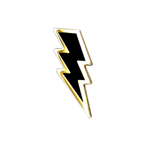 Gold Lightning Bolt Enamel Pin by Seventh.Ink