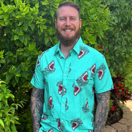 Great White Shark Button Down Shirt by Seventh.Ink