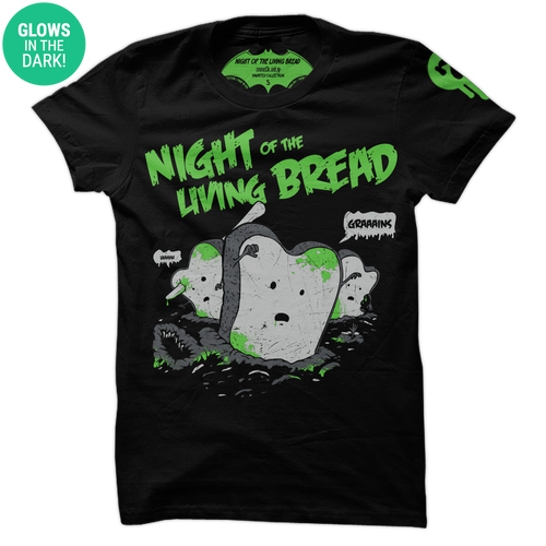 Limited Edition Night of the Living Bread Gray/Neon Green T-Shirt - Patreon Exclusive (Secret Store Access) - Glows! by Seventh.Ink