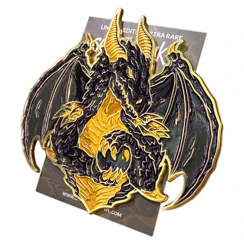 Qualthazar Premium Obsidian Gold Enamel Pin - Limited Edition Ultra Rare (Patreon Exclusive) - Legendary Dragons by Seventh.Ink