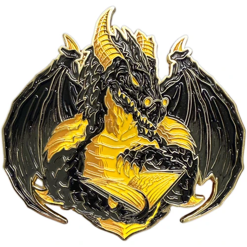Falllowfax Premium Obsidian Gold Enamel Pin - Limited Edition Ultra Rare (Patreon Exclusive) - Legendary Dragons by Seventh.Ink