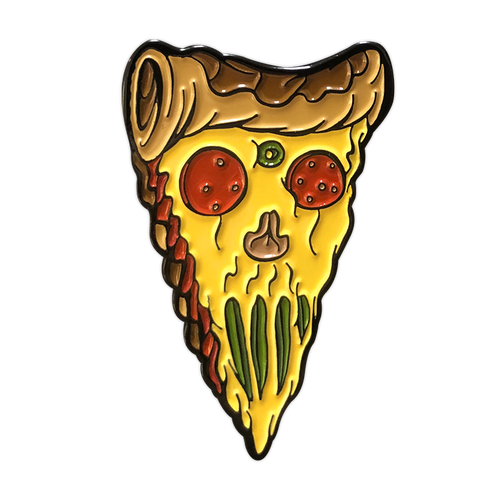 Pizza Skull Enamel Pin by Seventh.Ink