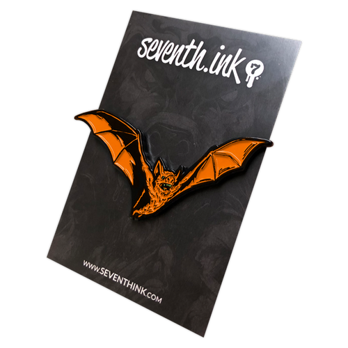 Orange Bat Enamel Pin by Seventh.Ink