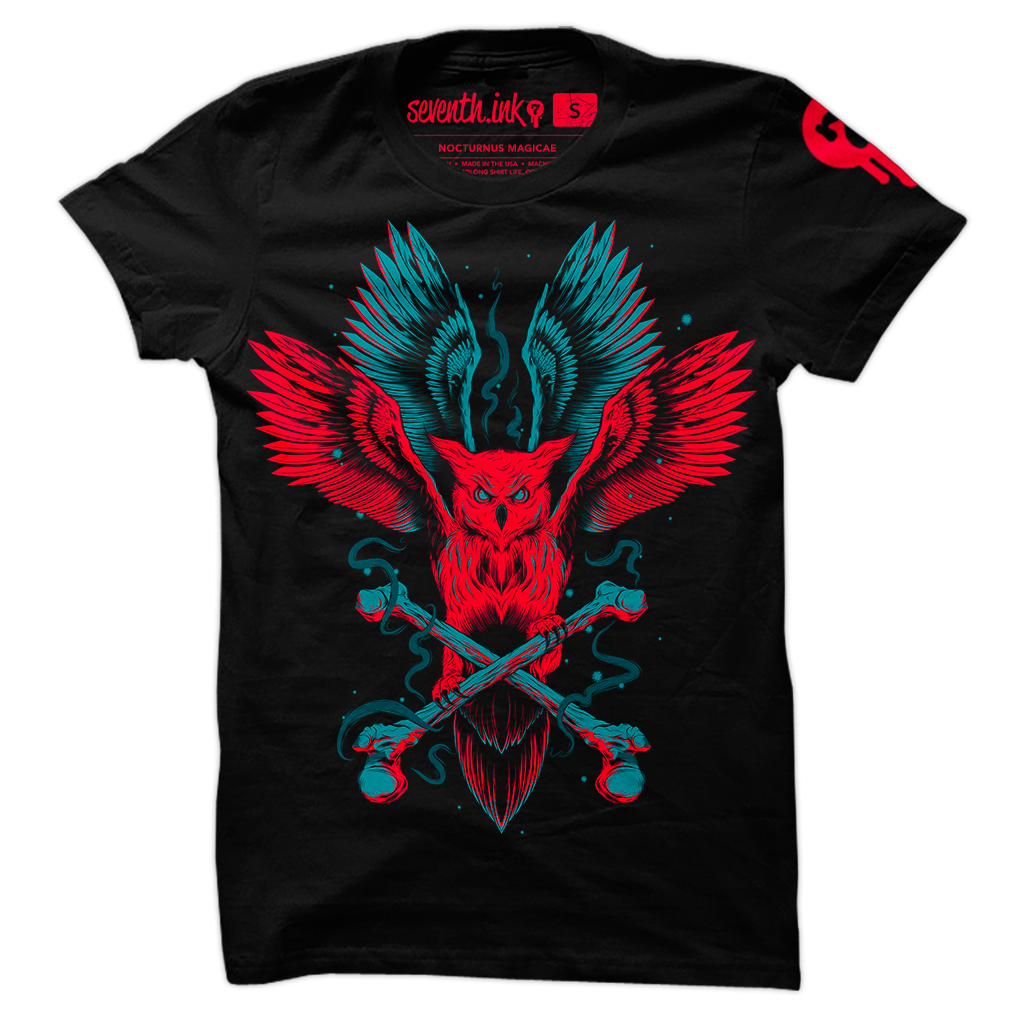 【YOURNUS】Magia Check Hood Shirt Nocturnus Magicae Red/Blue T-Shirt - Seventh.Ink