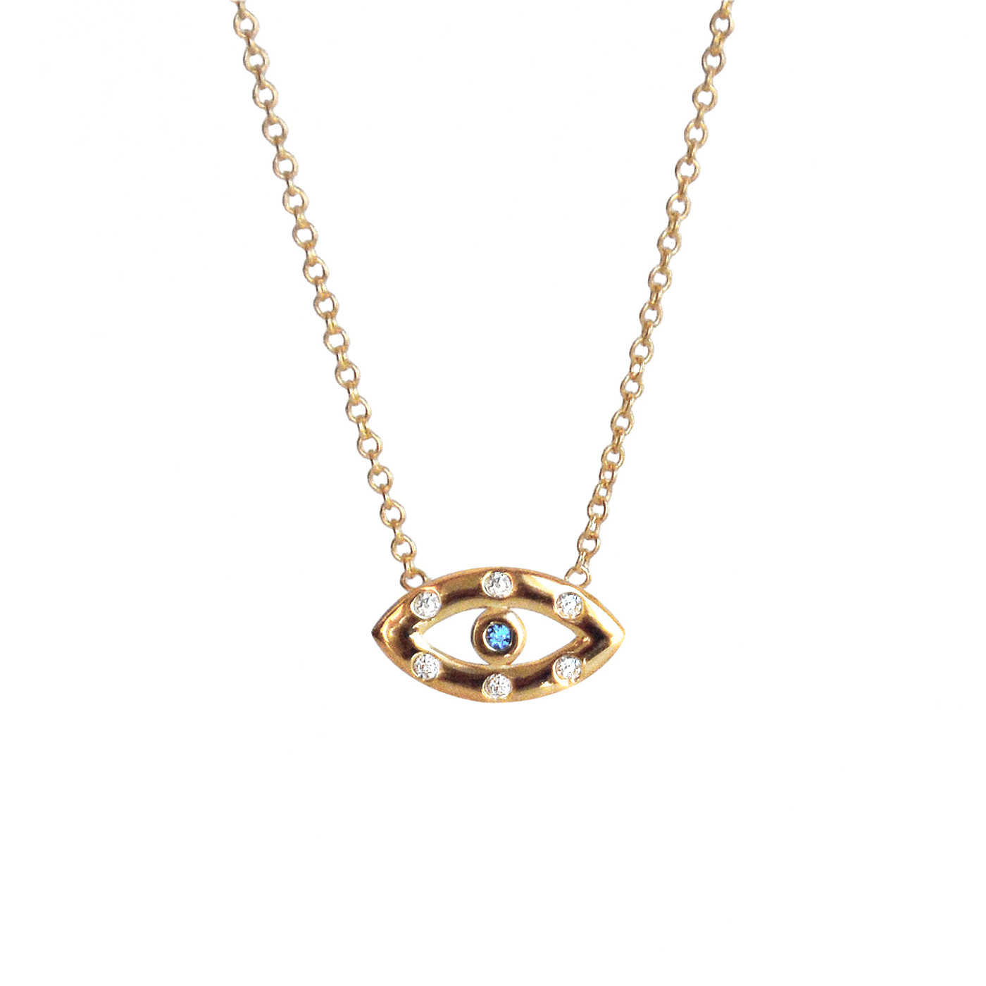 Sapphire Evil Eye Necklace Gold