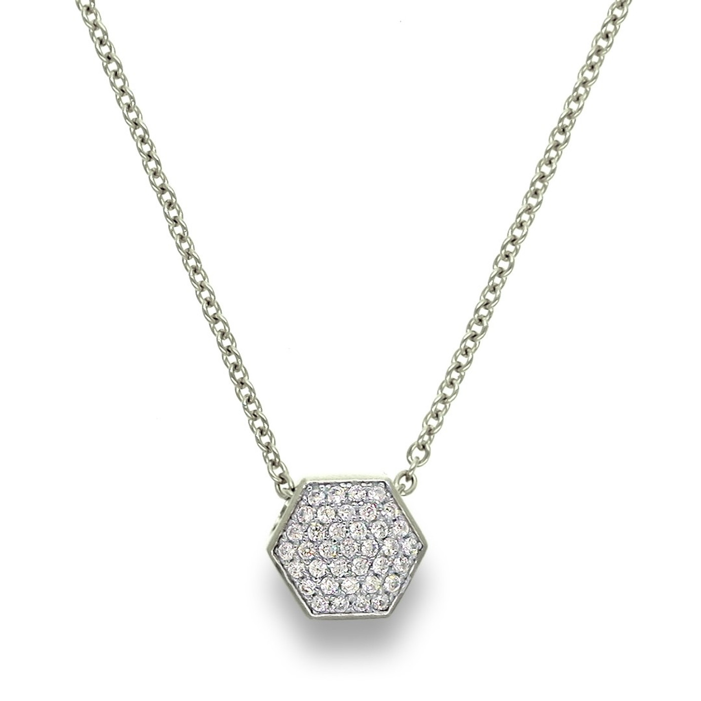 Sterling Silver Pave Nut Necklace 