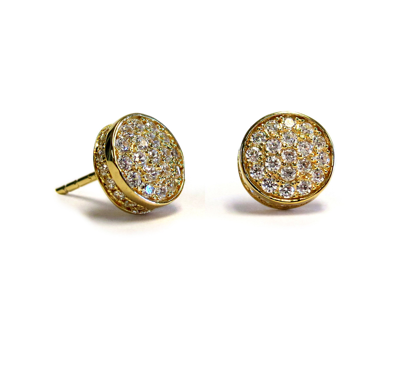 18K Gold over Sterling Silver Touch Solar Stud Earrings