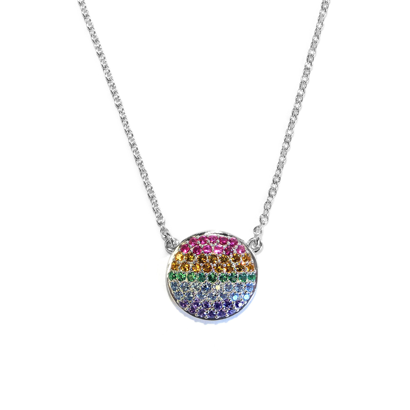 Sterling Silver Rainbow Circle Necklace