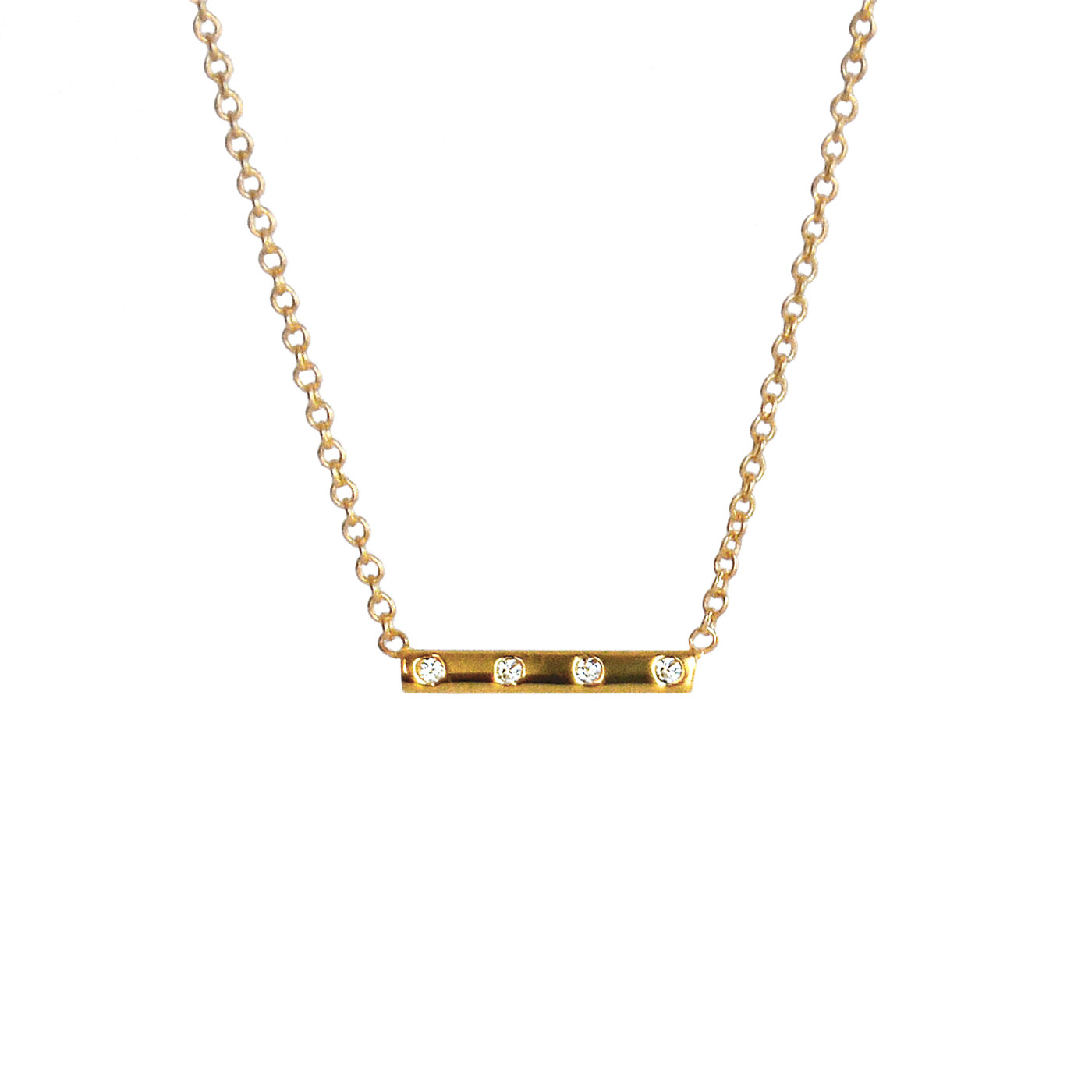 Diamond Bar Necklace Yellow Gold