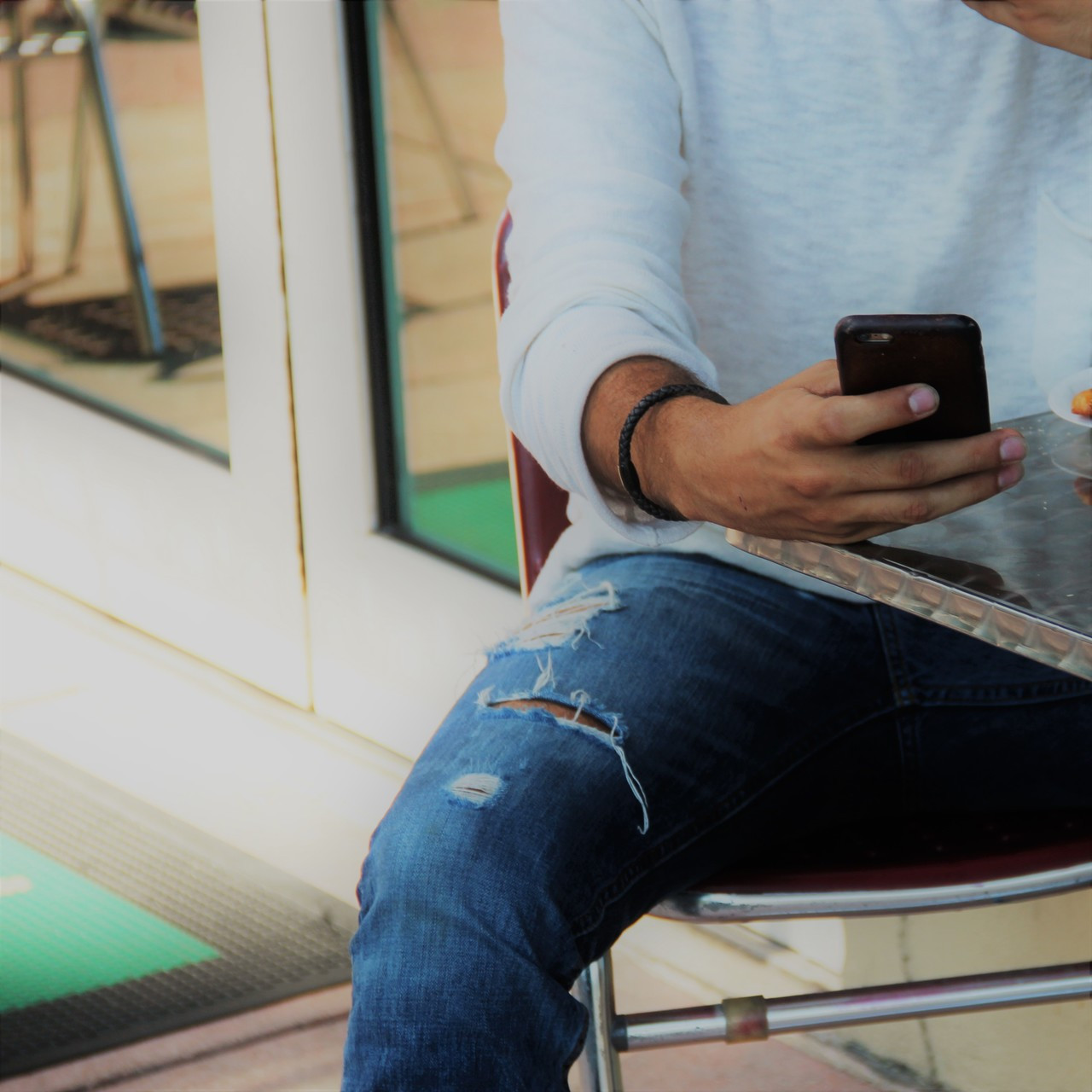 Men Thick Single Bracelet Matte Silver Clasp - Liza Schwartz Jewelry