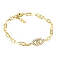 Mini Evil Eye Pave Chain Bracelet Gold