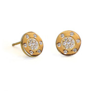18K Gold over Sterling Silver Circle Stud Earrings
