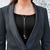 Circle Pave Lariat Necklace