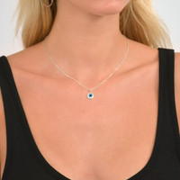 Sterling Silver Delicate Evil Eye Necklace