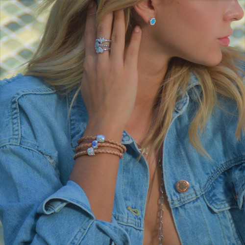  Sterling Silver Monte Carlo Turquoise Stud Earrings