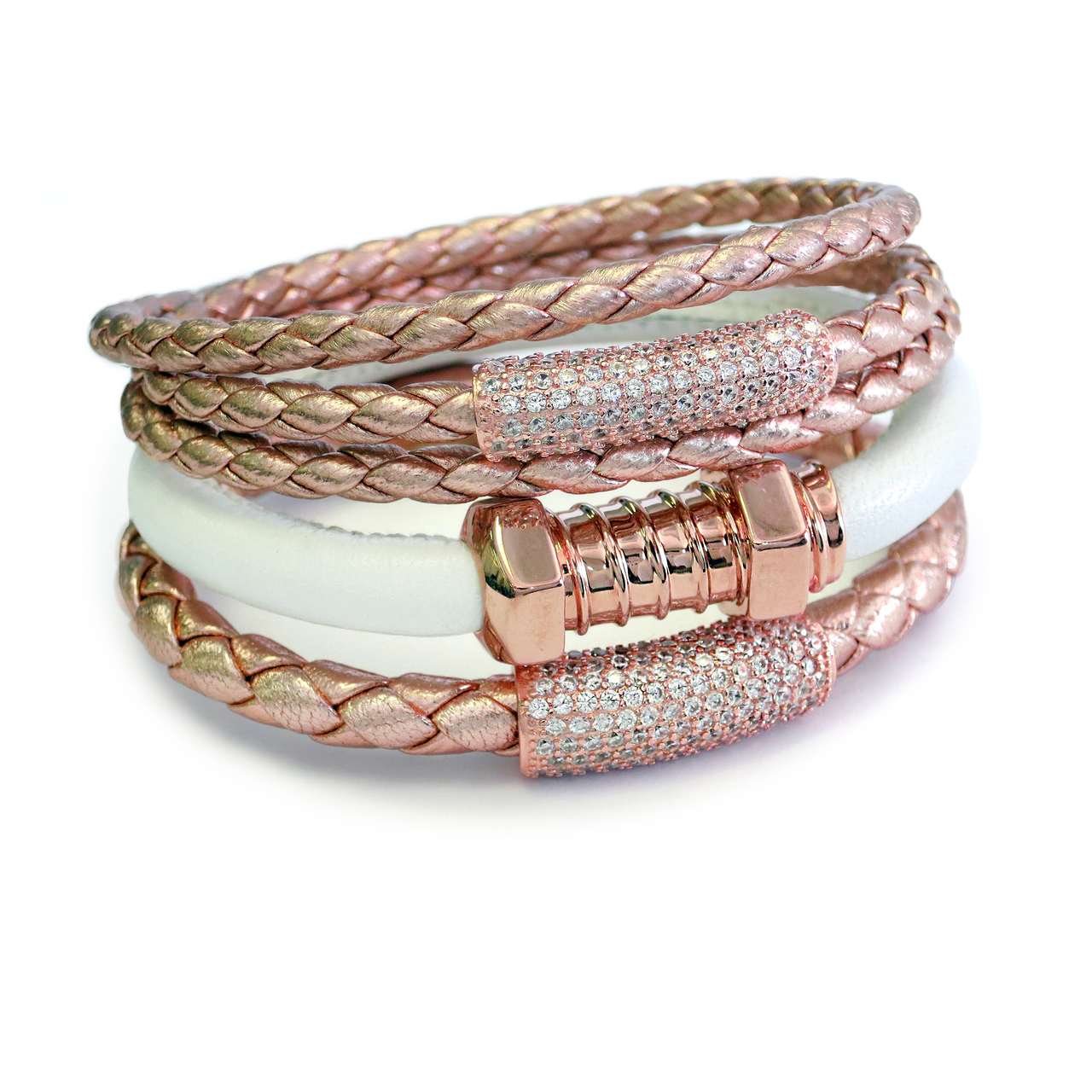 Edge Rose Gold Stack - Liza Schwartz Jewelry