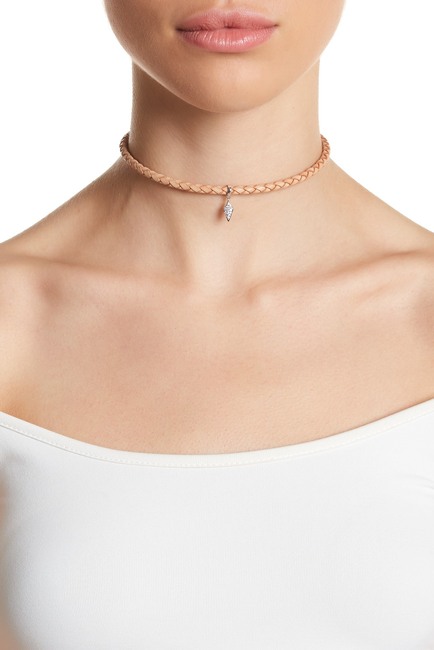 Silver Spike Leather Choker - Liza Schwartz Jewelry