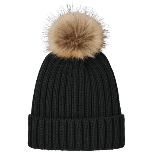 Embroidered Faux Fur Pom Beanie-RedSailTec
