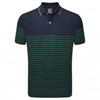 FootJoy Breton Stripe Pique Polo Shirts - Navy/Sea Green/Watermelon