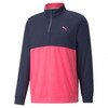 Puma Gamer Colorblock 1/4 Zip Midlayers - Navy Blazer/Sunset Pink