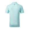 FootJoy Half Moon Geo Lisle Polo Shirts - White/Aqua Surf/Maui Blue/Lava