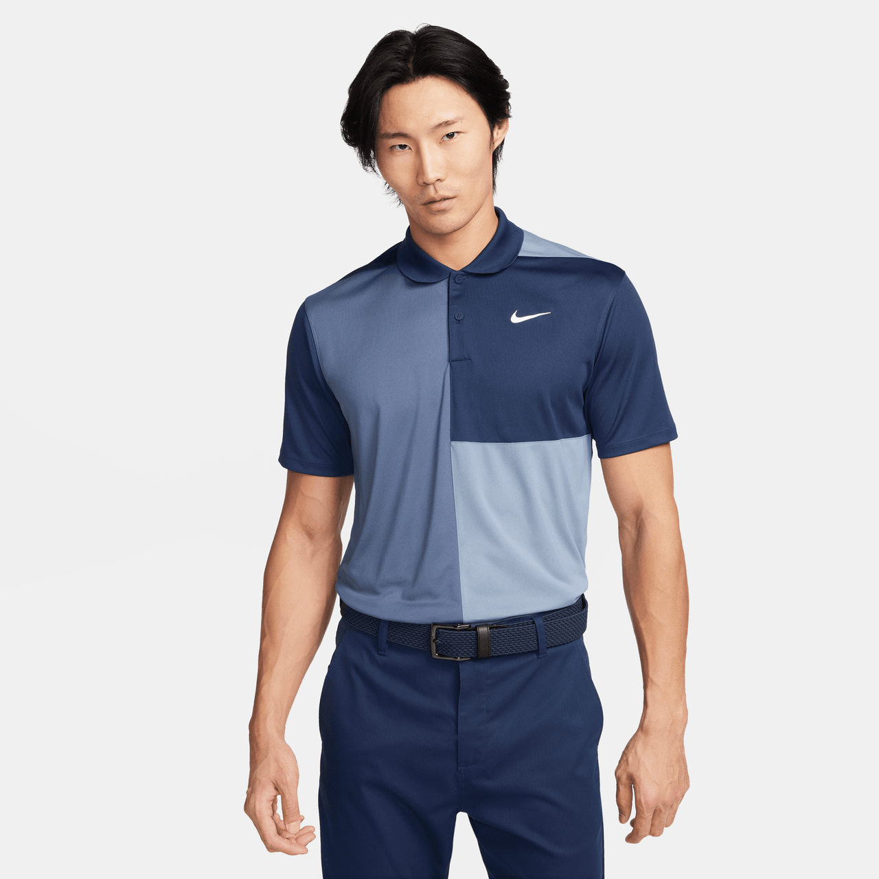 NIKE DRI-FIT VICTORY+ BLOCKED POLO SHIRT -MIDNIGHT NAVY/ASHEN
