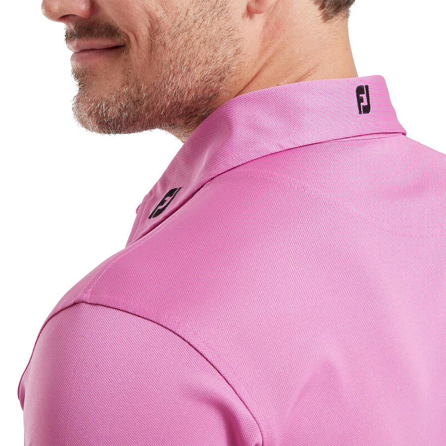 Footjoy Stretch Pique Solid Golf Polo Shirt Pink Golfsupport