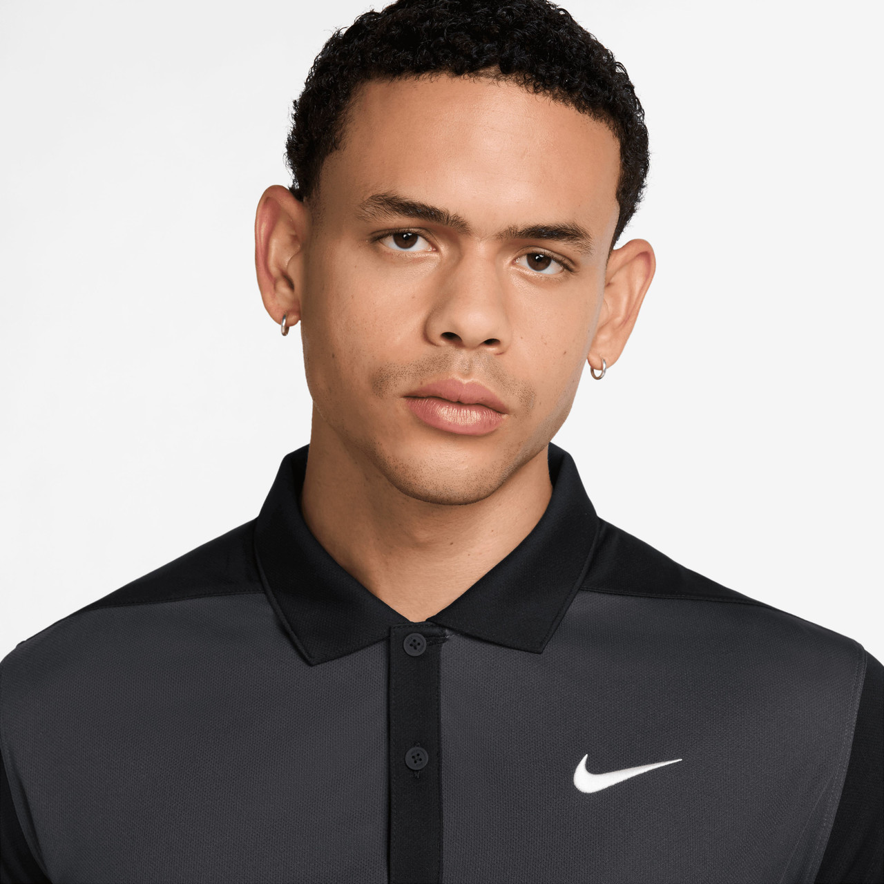 Nike Dri Fit Victory+ Blocked Polo Shirt - Anthracite/Black/White