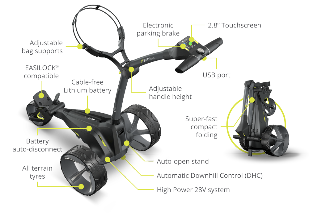 Motocaddy 2024 M3 GPS DHC Ultra Electric Trolley Golfsupport - Main Image